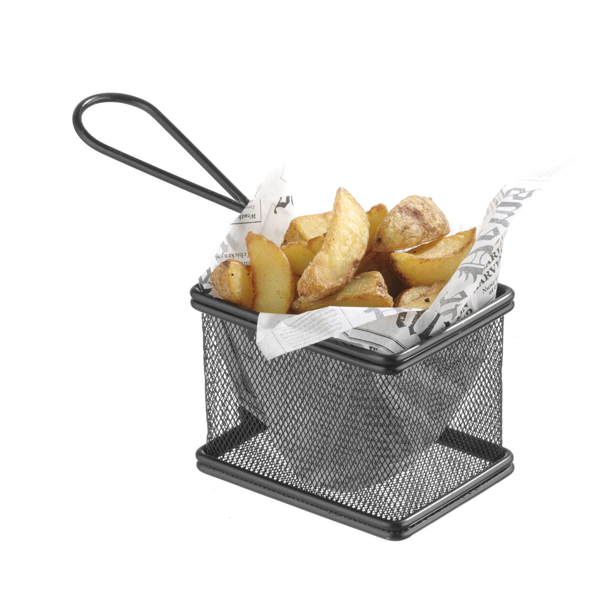 Cos servire tip mini-fry, pentru servire snacks , cartofi prajiti, inox, 90x90x(h)90 mm, Hendi