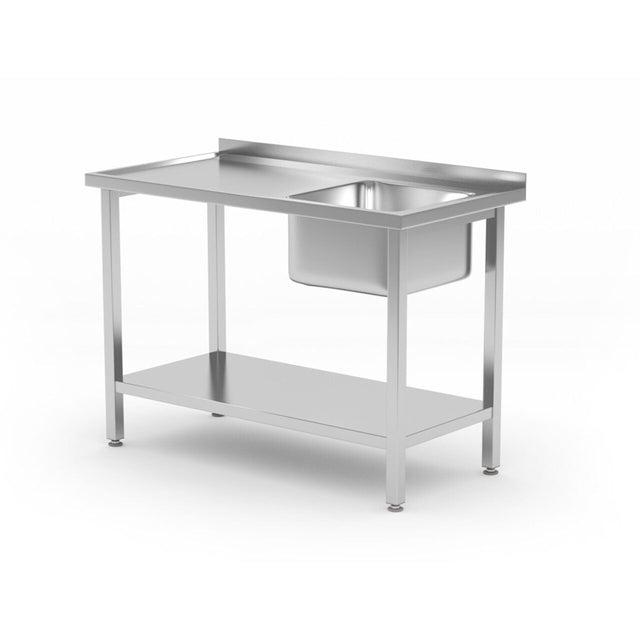 Spalator cu o cuva Budget Line cu chiuveta dreapta, dimensiuni 1000 x 600 (H) 850 mm, cu raft, infiletat