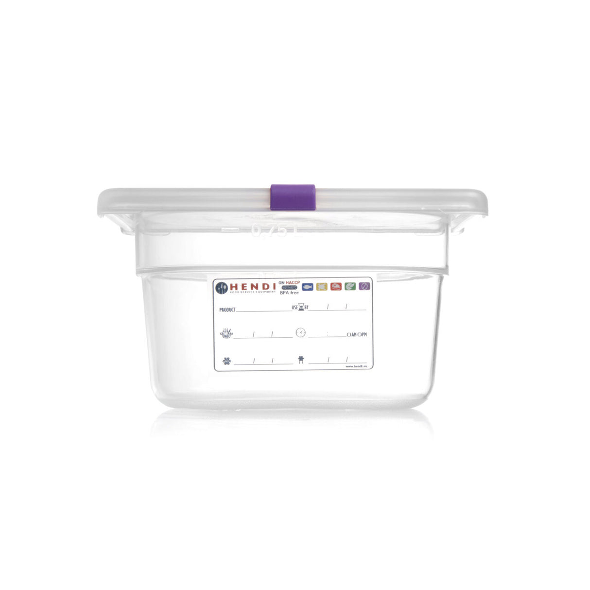 Tava gastronorm Gastronorm 1/4, 265x162x(H) 65 mm, 1.8 litri cu marcaj HACCP, polipropilena, Hendi