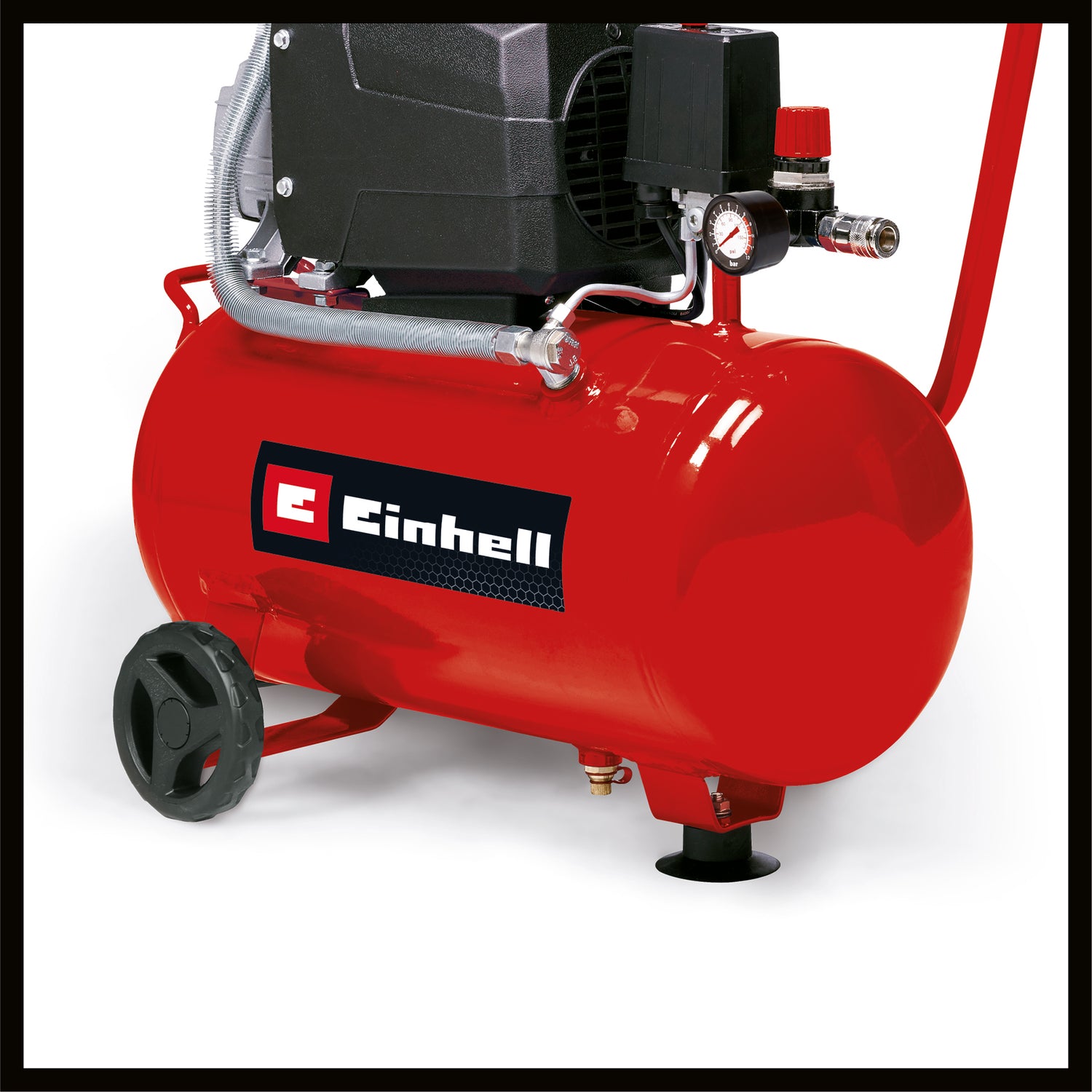 Compresor Einhell TC-AC 190/24/8, max. 8 bar, rezervor de 24 l, lubrifiere cu ulei, reductor de presiune, manometru + cuplaj rapid, supapa de sens unic/de siguranta, picior de cauciuc