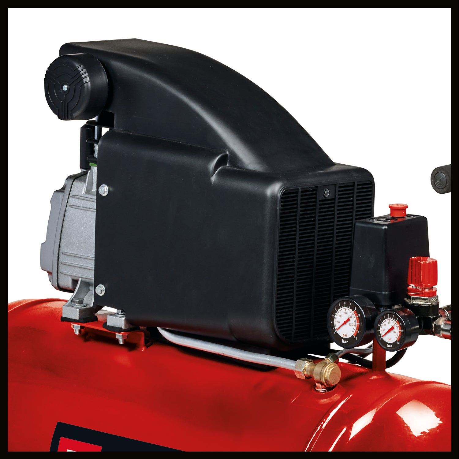 Compresor Einhell TC-AC 270/50/8, max. 8 bar, 1,8 kW, capacitate de aspiratie 270 l/min, rezervor de 50 litri, surub de drenaj integrat, manometru, cuplaj rapid