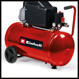 Compresor Einhell TC-AC 270/50/8, max. 8 bar, 1,8 kW, capacitate de aspiratie 270 l/min, rezervor de 50 litri, surub de drenaj integrat, manometru, cuplaj rapid