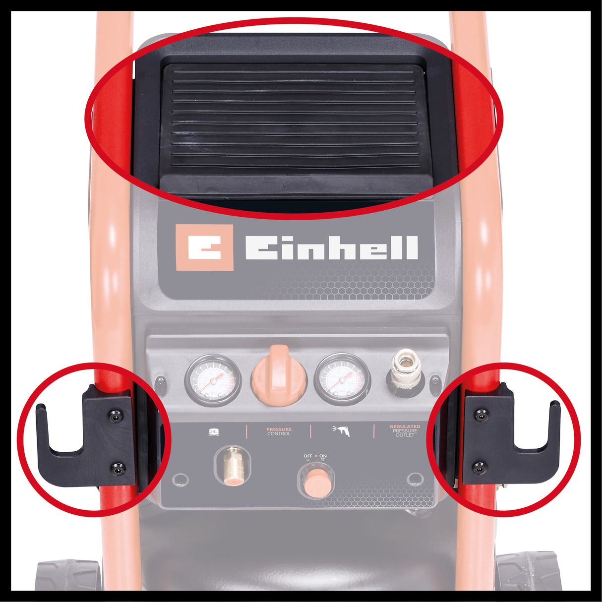 Compresor Einhell TE-AC 240/24 Silent, 1.500 W, max. 10 bar, rezervor de 24 l, fara ulei, capacitate de aspirare 240 l/m, compresor silentios de 70 dB, 2 manometre, reductor de presiune