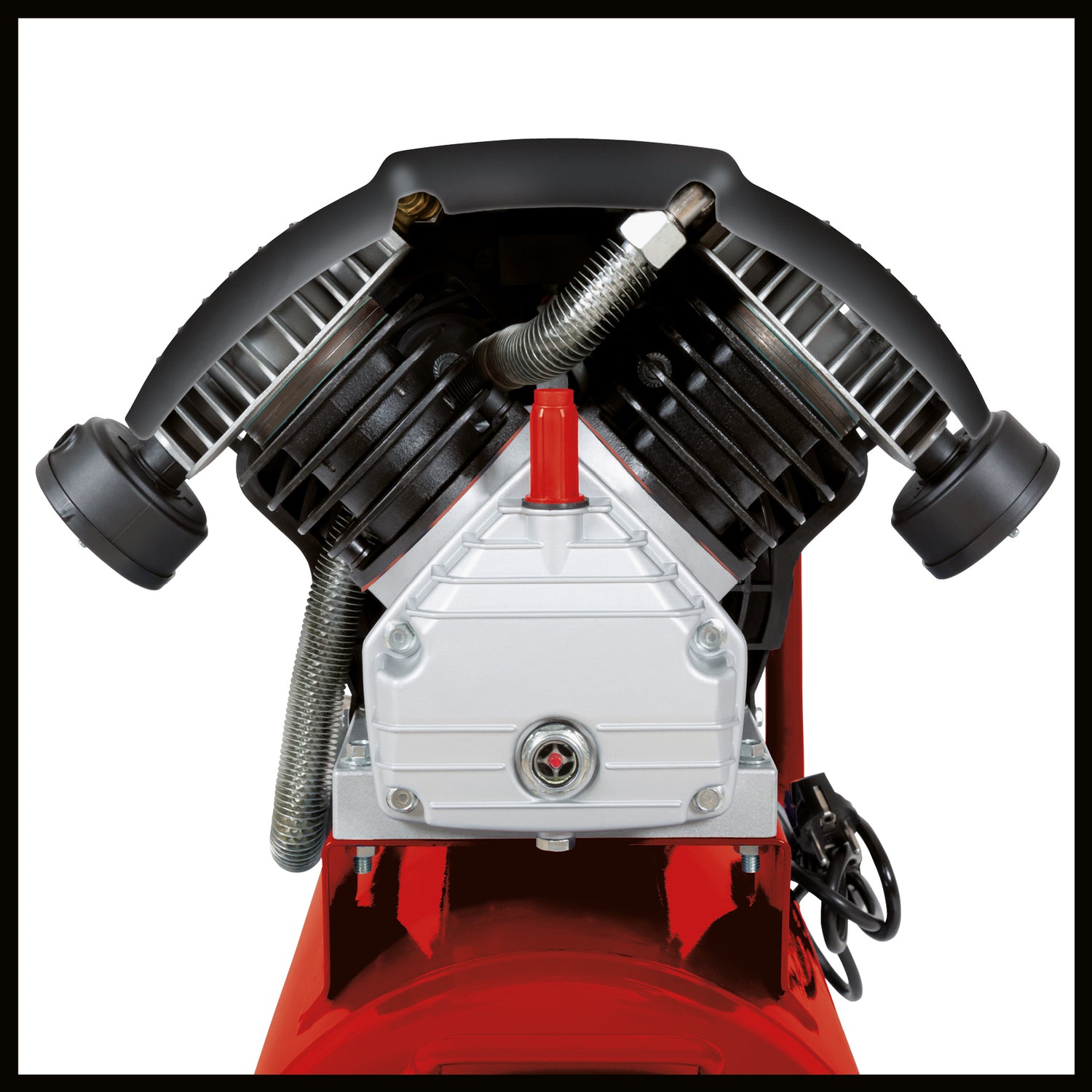 Compresor Einhell TC-AC 420/50/10 V, 2200 W, 2850 rpm, max. 10 bar, rezervor de 50 l, unitate compresor dubla, reductor de presiune, manometru, supapa de sens unic, supapa de siguranta