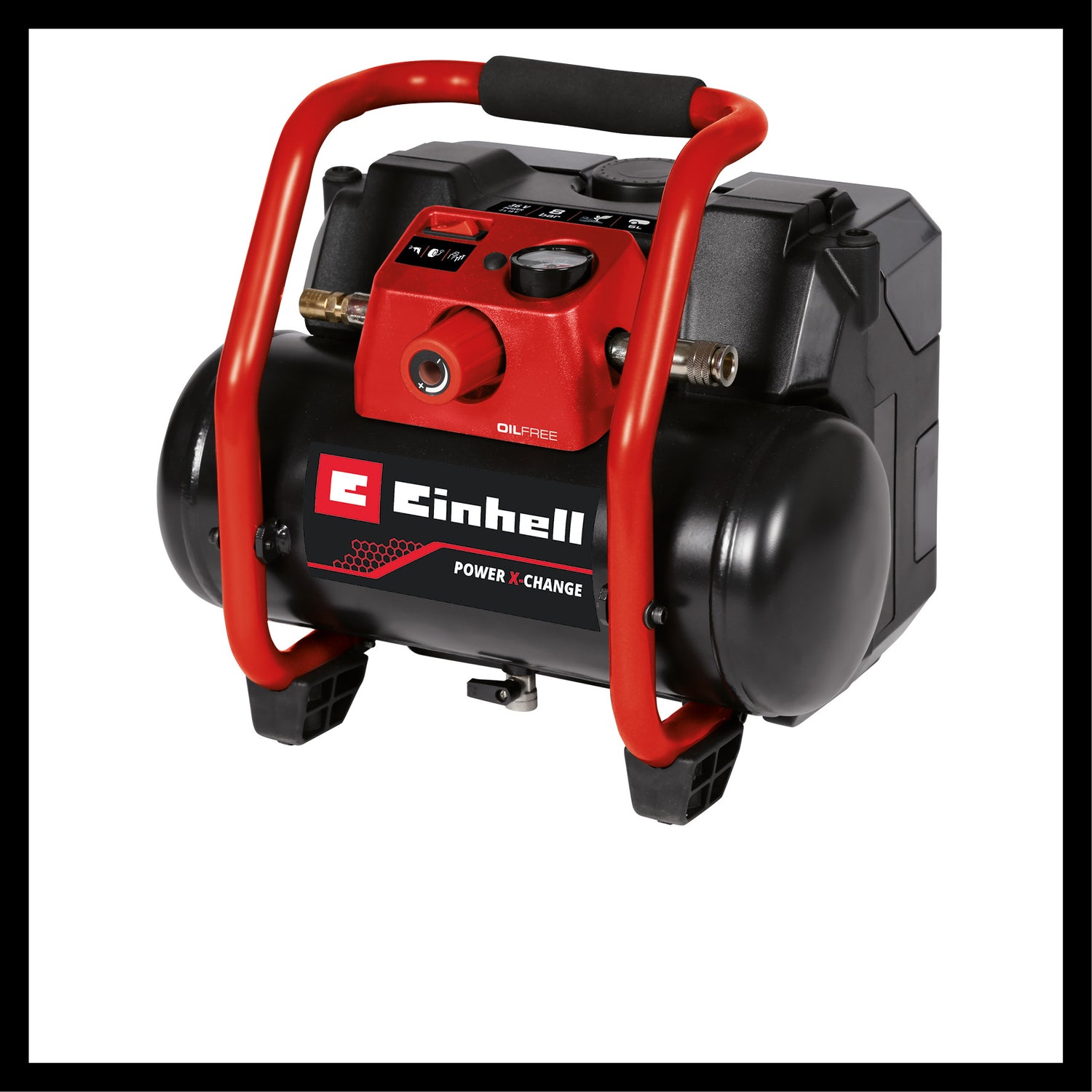 Compresor pe acumulator Einhell TE-AC 36/150 Li OF-Solo Power X-Change (36 V, max. 8 bar, rezervor de 6 L, capacitate de admisie 150 L/min, manometru, fara ulei, fara acumulator