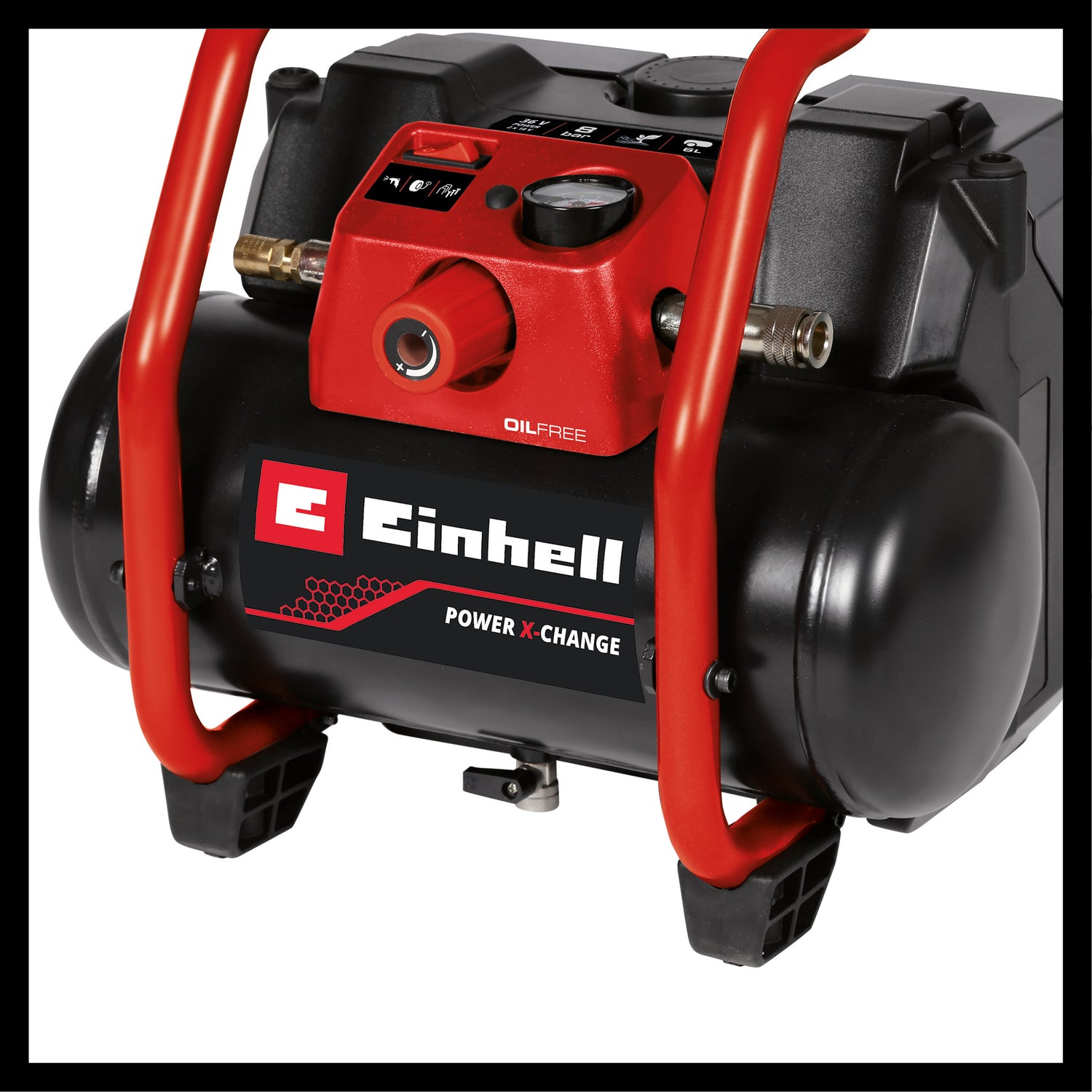 Compresor pe acumulator Einhell TE-AC 36/150 Li OF-Solo Power X-Change (36 V, max. 8 bar, rezervor de 6 L, capacitate de admisie 150 L/min, manometru, fara ulei, fara acumulator