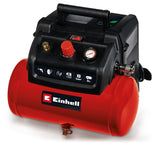 Compresor Einhell TC-AC 190/6/8 OF Set, 1200 W, max. 8 bar, rezervor de 6 L, capacitate de admisie 190 L/m, turatie motor 18000 rpm, regulator de presiune, manometru, fara ulei
