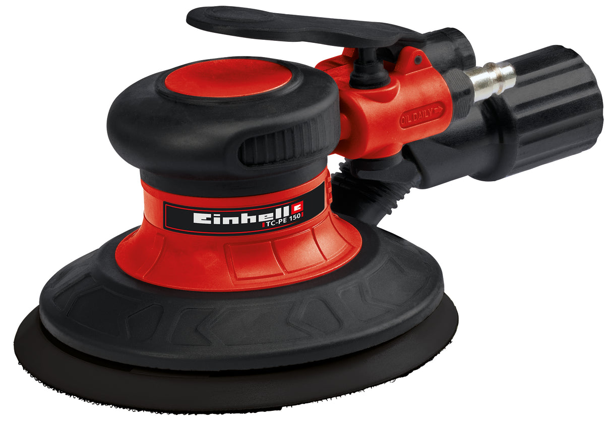 Einhell TC-PE 150 pneumatikus excenteres csiszoló, 150 mm-es csiszolókorong átmérővel, fokozatmentes állítókarral, 6 csiszolólappal, dugós csatlakozóval és kulccsal