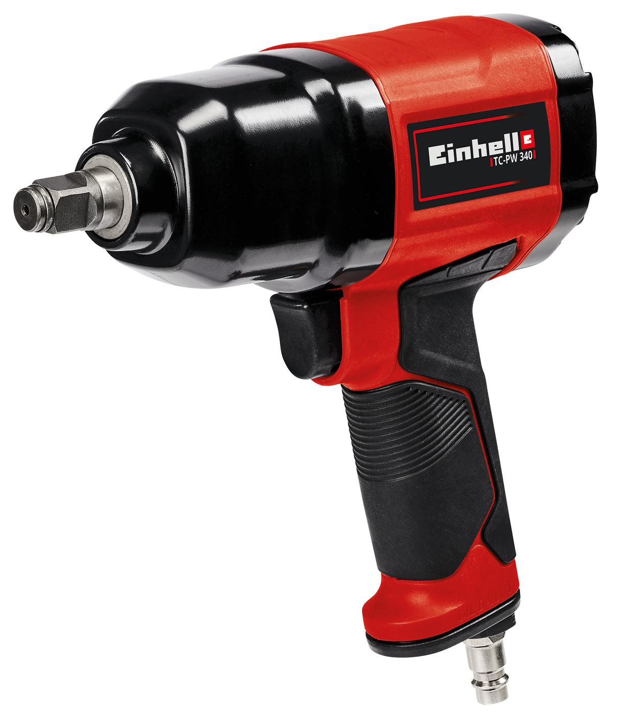 Cheie pneumatica cu impact Einhell TC-PW 340, cuplu maxim 340 Nm, rotatie stanga/dreapta, maner cauciucat, incl. 8 chei tubulare pentru burghiu, recipient de ulei gol, niplu de conectare