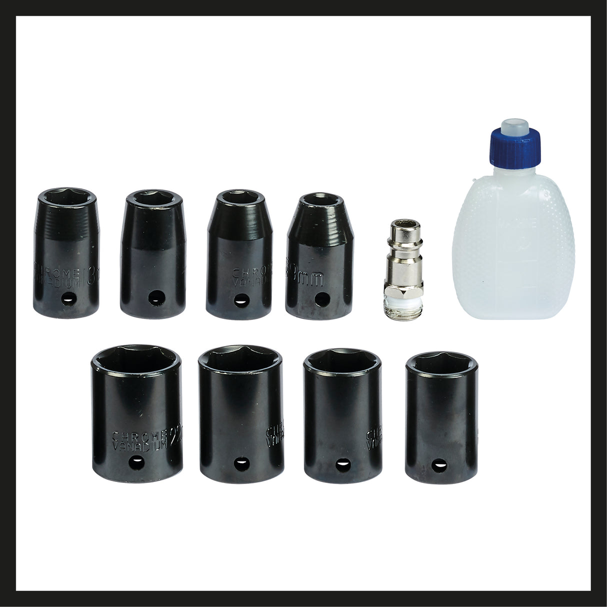 Cheie pneumatica cu impact Einhell TC-PW 340, cuplu maxim 340 Nm, rotatie stanga/dreapta, maner cauciucat, incl. 8 chei tubulare pentru burghiu, recipient de ulei gol, niplu de conectare