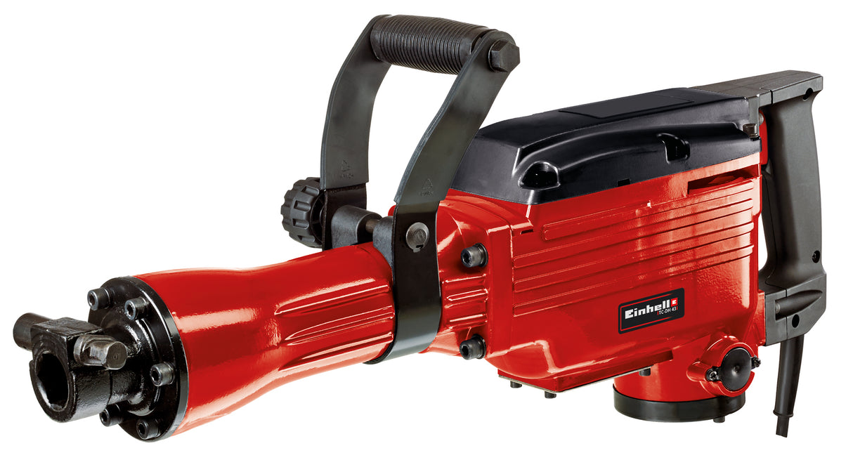 Ciocan demolator Einhell TC-DH 43 (1.600 W, 43 J, o singura cursa, adaptor robust pentru scule SDS-hex, maner suplimentar reglabil la 180°, incl. dalti ascutite si plate, geanta