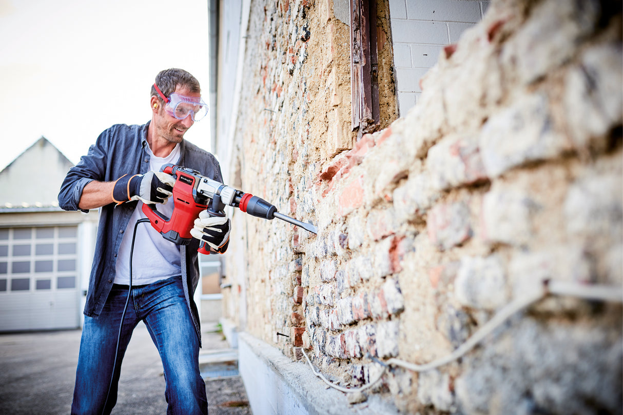 Einhell TE-DH 12 bontókalapács (1050 W, 4100 fordulat/perc ütésszám, 12 joule ütésteljesítmény, SDS-max tokmány, 4 m gumikábel, éles és lapos vésővel, E-Box-szal együtt)