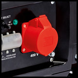 Einhell áramfejlesztő, benzinmotoros TC-PG 65/E5, folyamatos teljesítmény 3,2 kW 230 V-on és 3,6 kW 400 V-on, névleges áram 13 A 230 V-on, 25 literes tartály Super E5 benzinhez