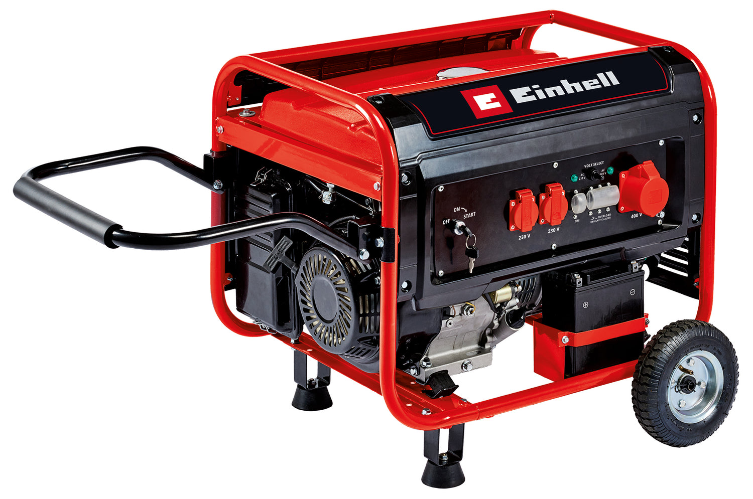 Generator de curent Einhell, benzina TC-PG 65/E5, putere continua 3,2 kW la 230 V si 3,6 kW la 400 V, curent nominal 13 A la 230 V, rezervor de 25 L pentru Super E5 benzina