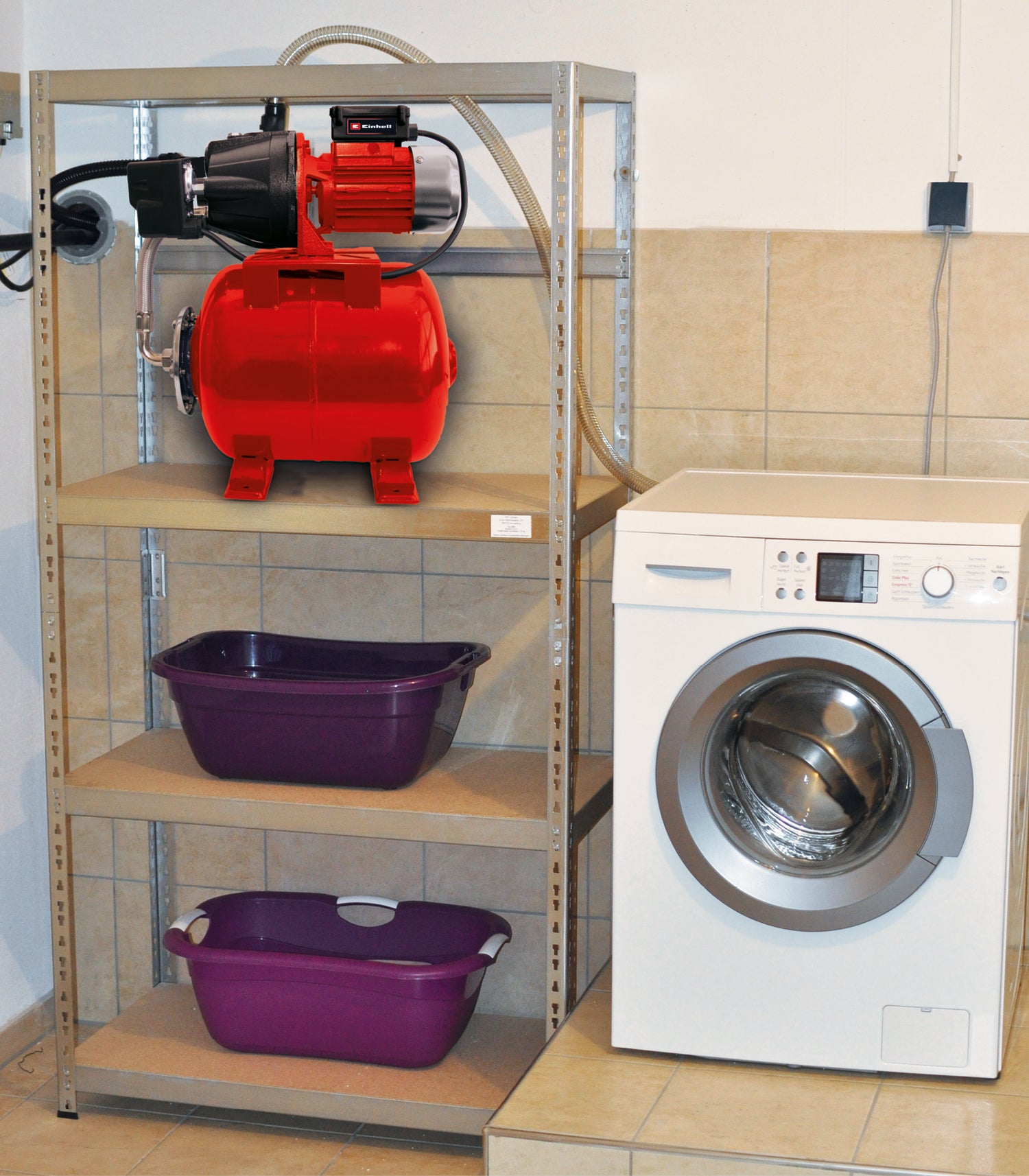 Einhell GC-WW 6036 vízpumpa (600 W, maximális nyomónyomás 4 bar, max. szívómagasság 8 m, 3600 l/h, 20 l-es tartály, nyomásszabályozó, beépített nyomásmérő, vízleeresztő csavar)