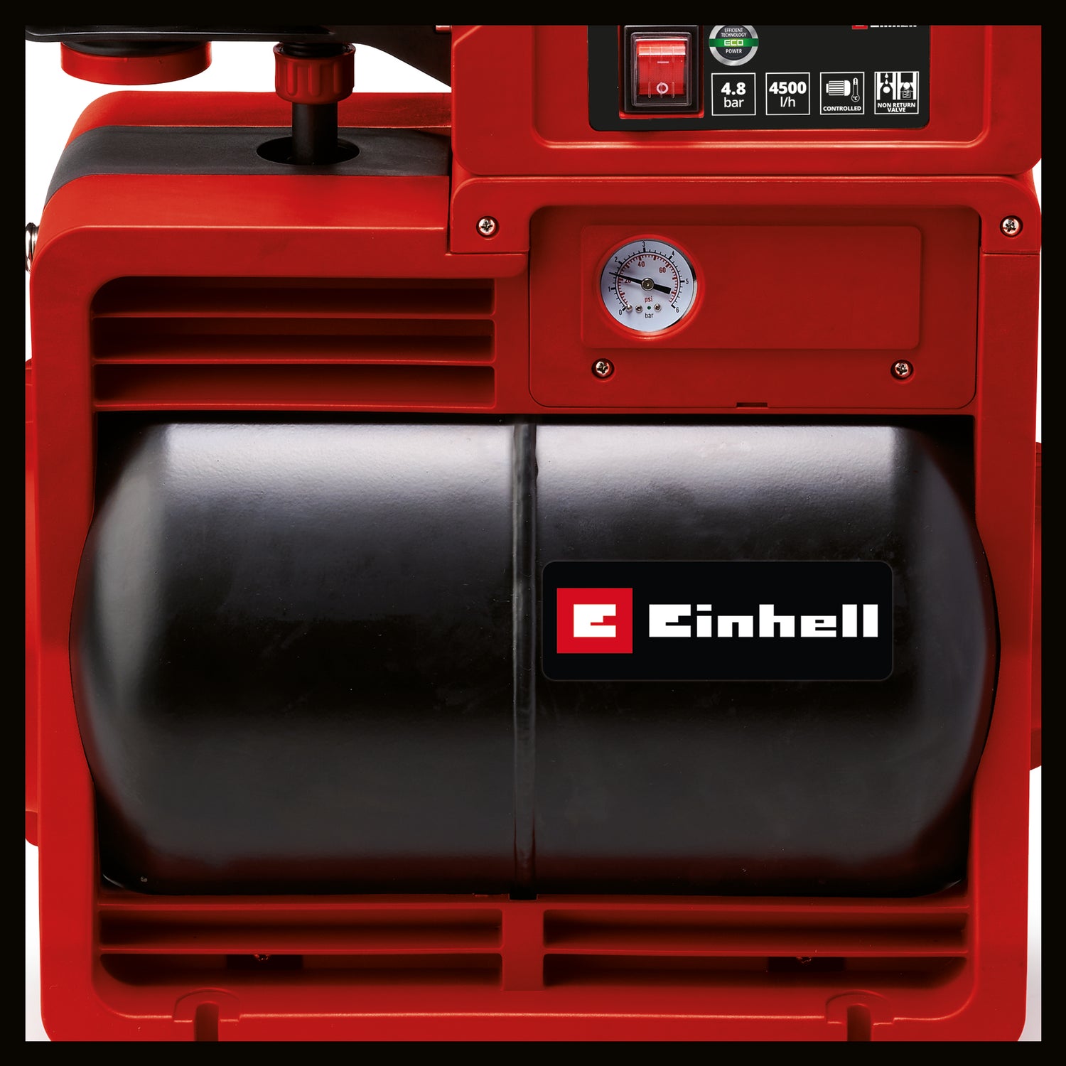 Einhell GE-WW 1145 ECO vízpumpa (1100 W, 20 l-es tartály, víz-/szennyeződés-/szívócső-töltésjelző, fagy-/hővédelem, előszűrő egyirányú szeleppel)