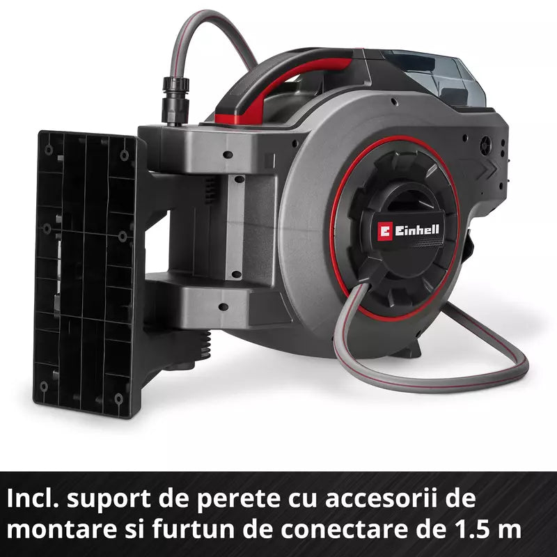 Tambur automat pentru furtun fara fir Einhell GE-HR 18/30-1 WH Li-Solo,18 V, rulare automata furtun, rotire 180°, montare pe perete, furtun conexiune 1.5 m, fara baterie si furtun - imagine 11