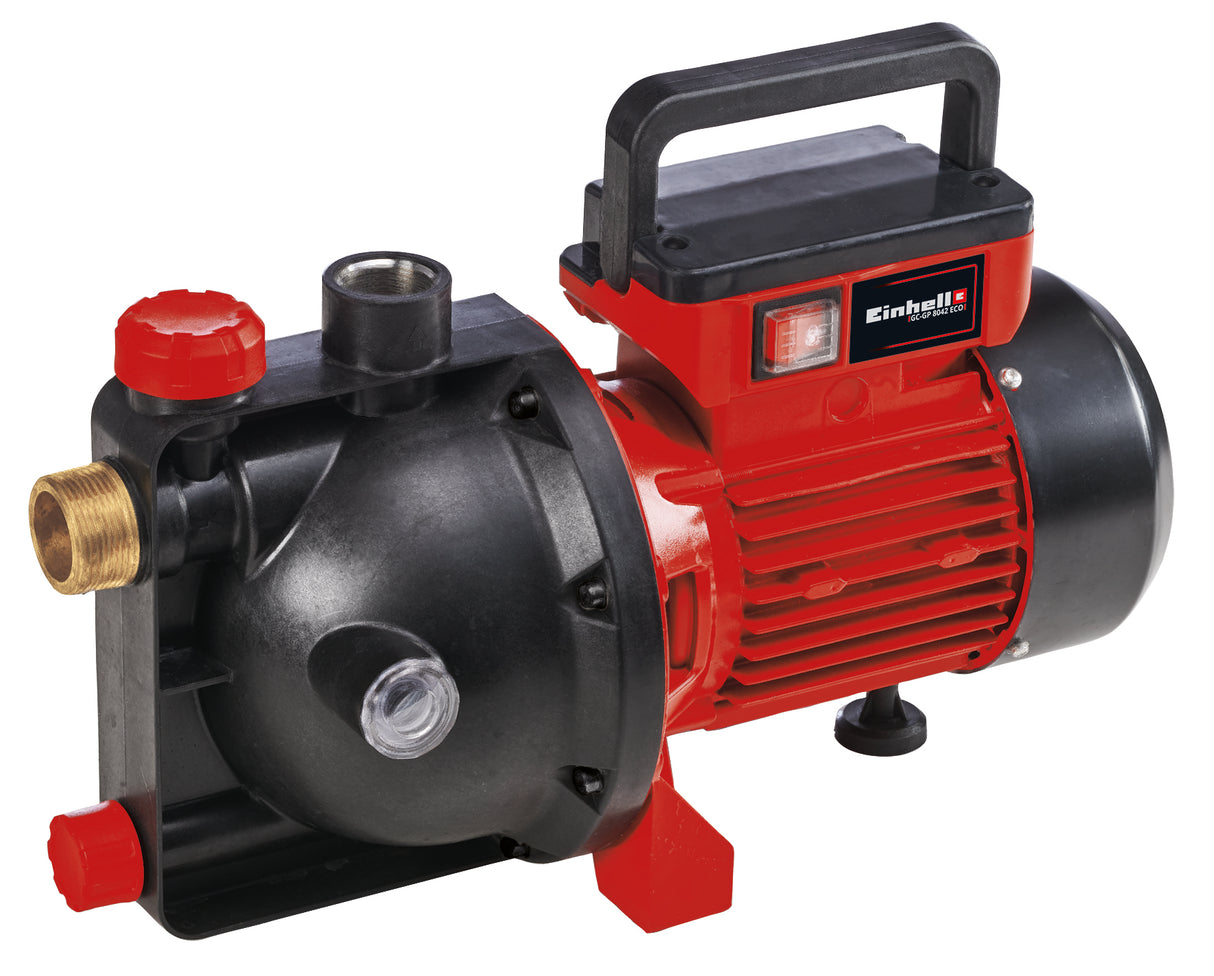 Pompa de gradina Einhell GC-GP 8042 ECO, 800W, indicator nivel apa, maner rabatabil, surub de umplere/scurgere apa, protectie la inghet, comutator termostatic, comutator pornit/oprit