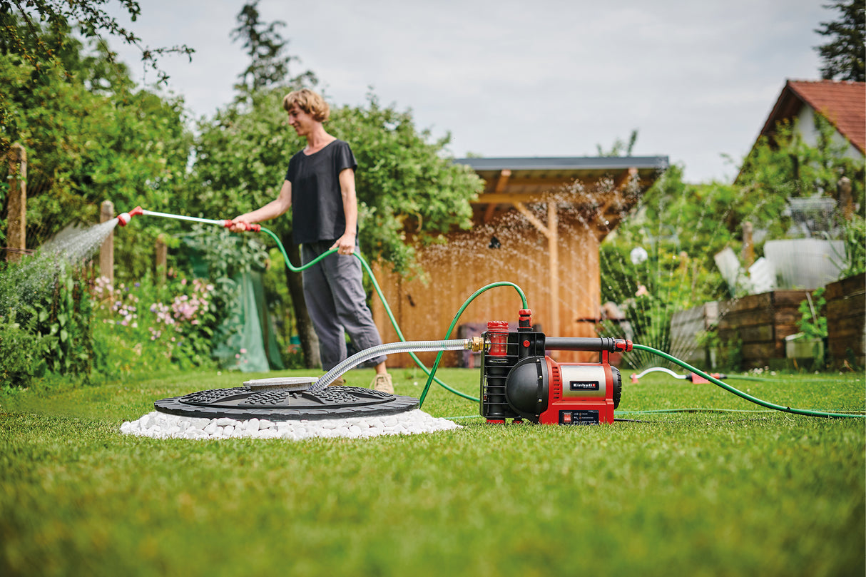 Einhell GE-GP 1246 N FS kerti szivattyú, 1200 W, 4600 l/h, víz-/szennyeződés-/szívótöltésjelző, száraz-/forrázás-/hővédelem, LED-es áramlásérzékelő