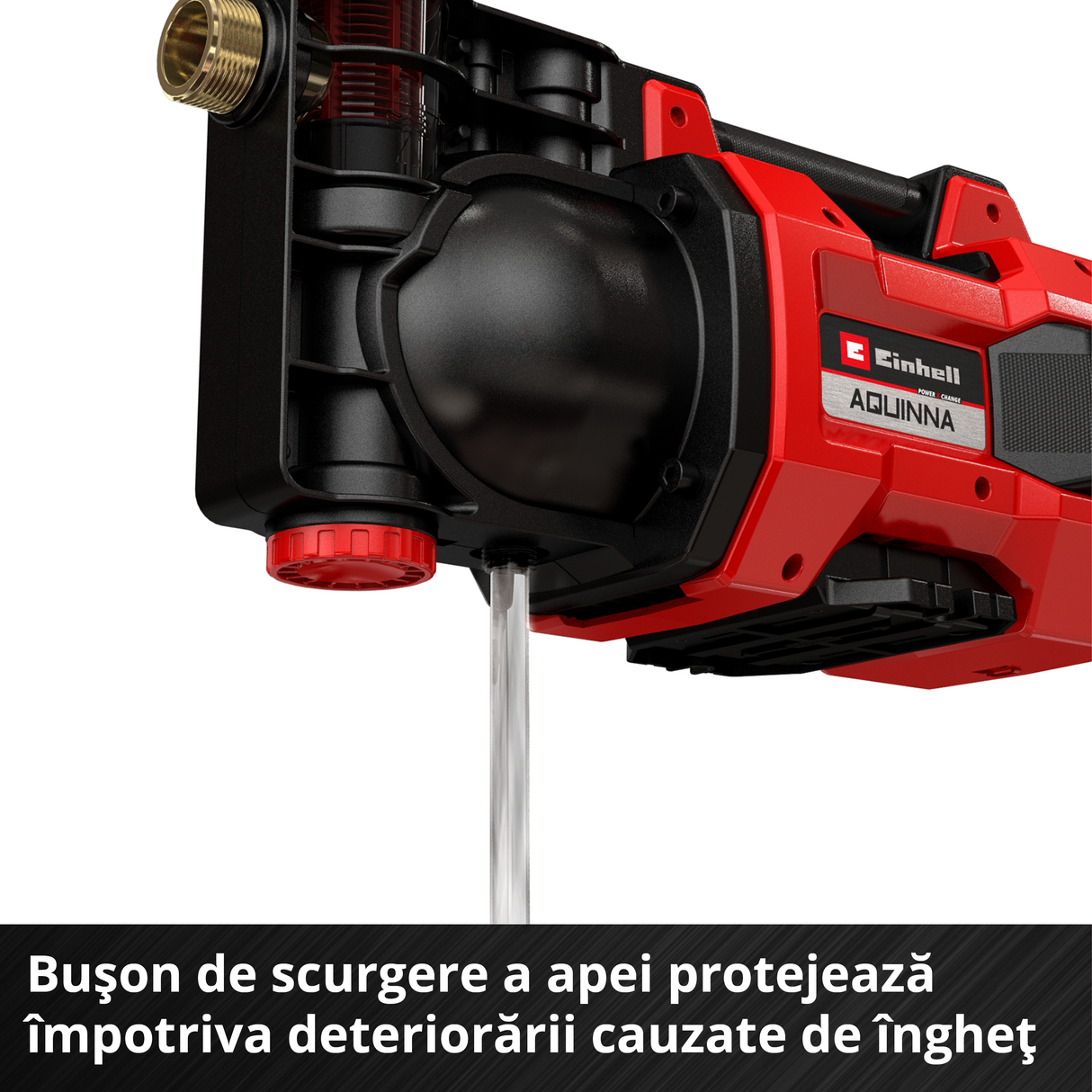 Pompa de gradina pe acumulator Einhell AQUINNA 18/30 F LED Power X-Change (18 V, debit max. 3.000 l/h, 2 sloturi pentru baterii, timp de functionare dublu, moduri ECO/BOOST, prefiltru, fara acumulator