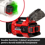 Pompa de gradina pe acumulator Einhell AQUINNA 18/30 F LED Power X-Change (18 V, debit max. 3.000 l/h, 2 sloturi pentru baterii, timp de functionare dublu, moduri ECO/BOOST, prefiltru, fara acumulator