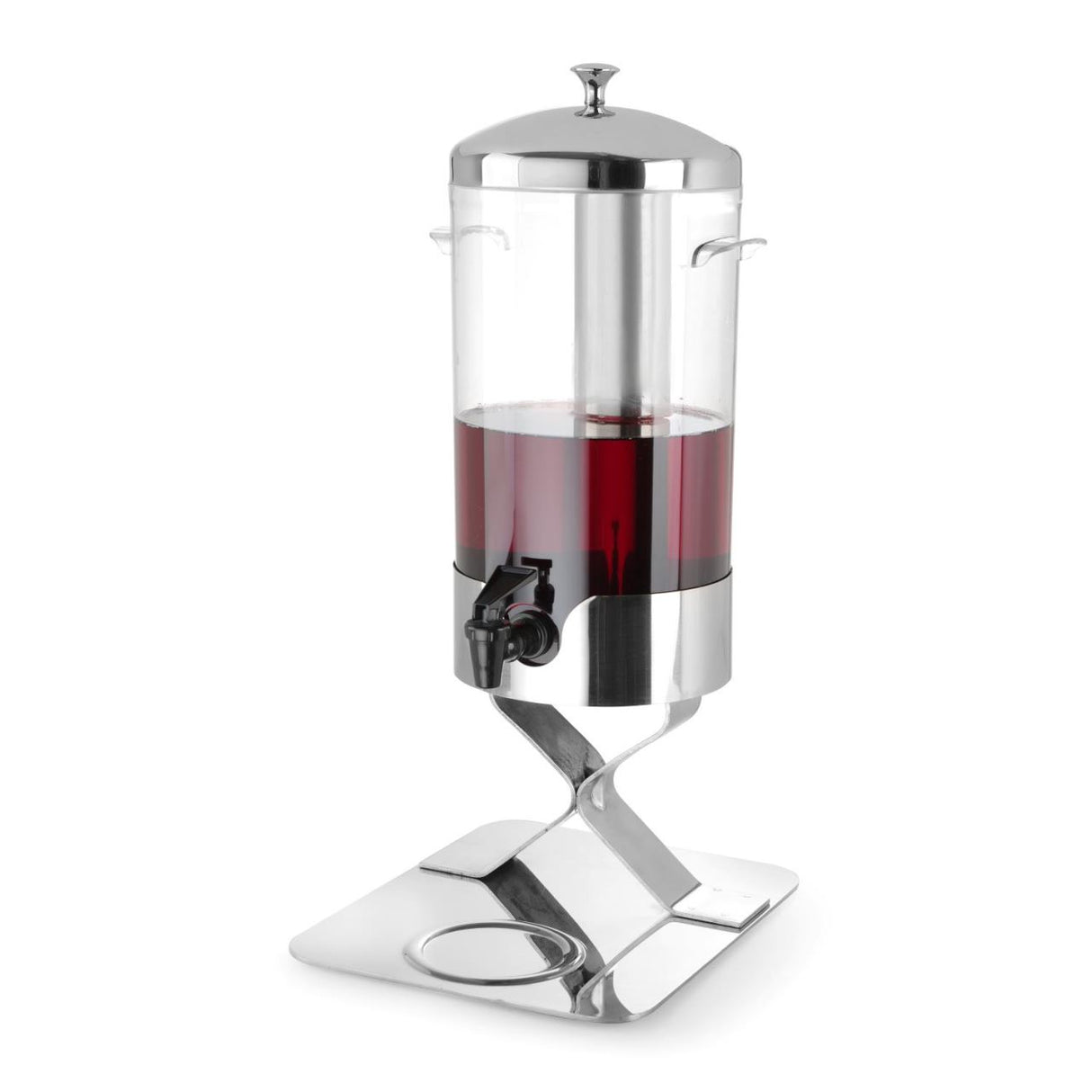 Dispenser profesional pentru suc 5 litri, sistem racire cu cuburi gheata, corp inox, cuva policarbonat, robinet anti-picurare, Hendi, 28x22x(H)51 cm