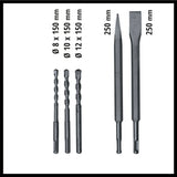 Ciocan rotopercutor Einhell TE-RH 32 4F Kit, 1250 W, 5 Jouli, capacitate de gaurire in beton de 32 mm, SDS Plus, maner antivibratii, incl. cutie electrica, 3 burghie, dalti ascutite si plate