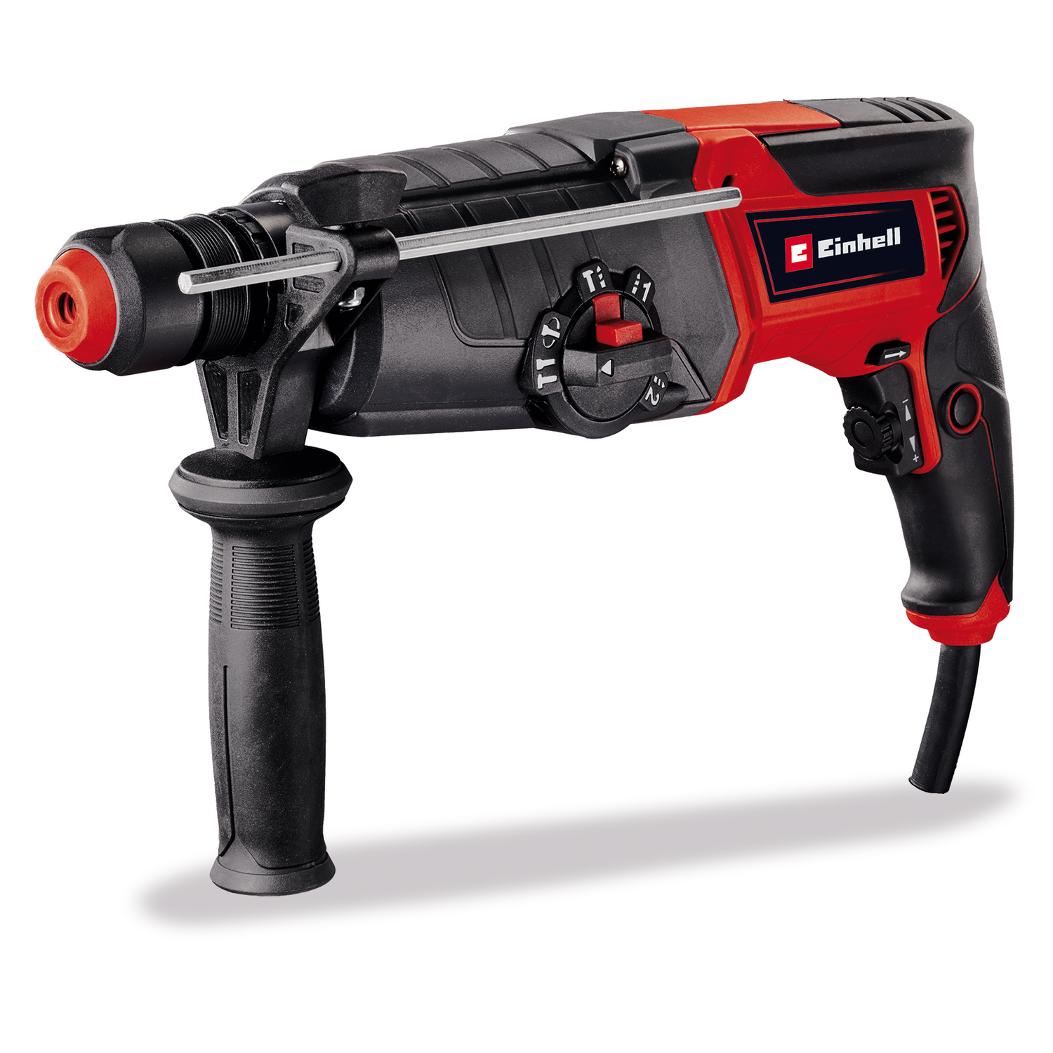 Ciocan rotopercutor Einhell TE-RH 950 5F, 950 W, cutie de viteze cu 2 trepte, rezistenta la impact 3 J, suport SDS Plus, capacitate de gaurire 28 mm in beton, opritor de adancime de gaurire, livrat intr-o cutie