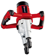 Malaxor/Mixer dublu pentru vopsea si mortar Einhell TE-MX 1600-2 CE, 1.600 W, cutie de viteze cu 2 trepte, agitatoare contrarotative, control dinamic al vitezei, suport hexagonal pentru agitator, inclusiv 2 agitatoare pentru mortar Ø 120 mm