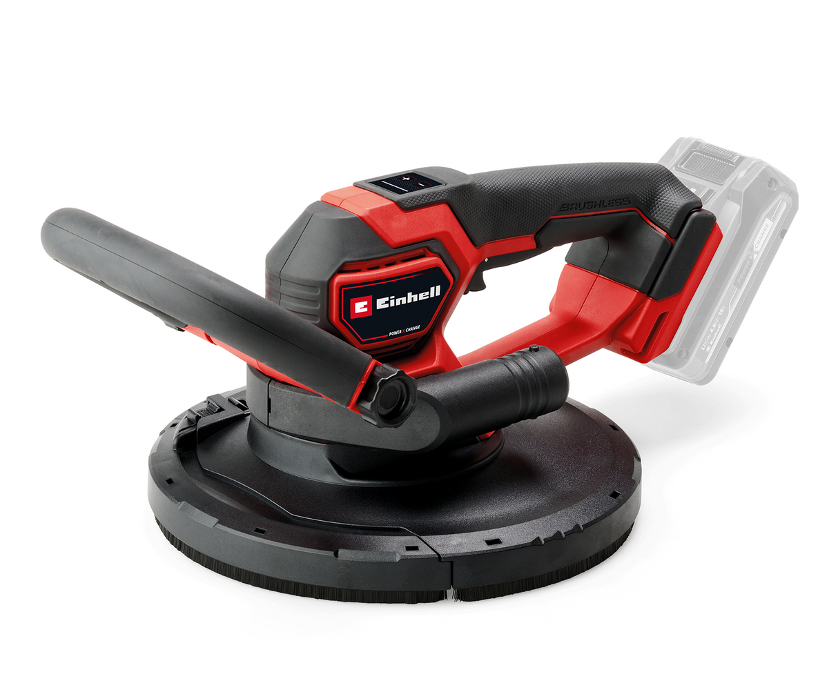 Slefuitor profesional pentru rigips fara fir Einhell TP-DWS 18/225 Li BL Solo Power X-Change (18 V, motor fara perii, incl. 6 x hartii abrazive Ø 225 mm si 1 x disc abraziv de plasa, fara acumulator)