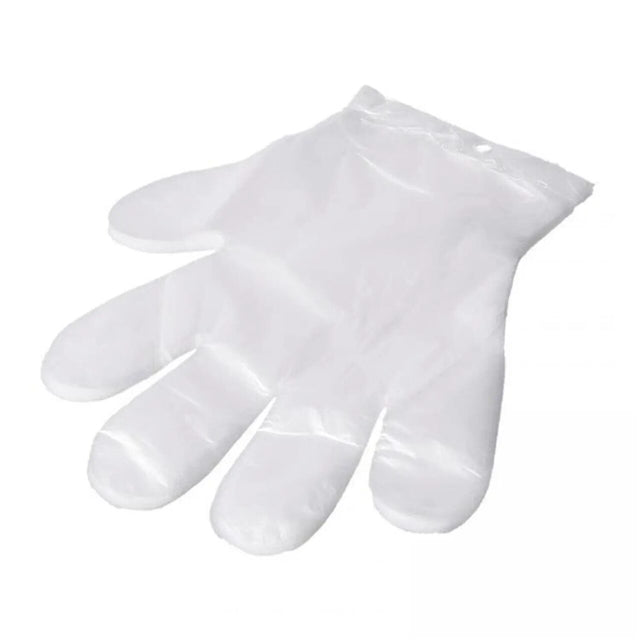 Manusi din folie cu agatatoare- set de 100 buc., versatile, transparente;marime universala