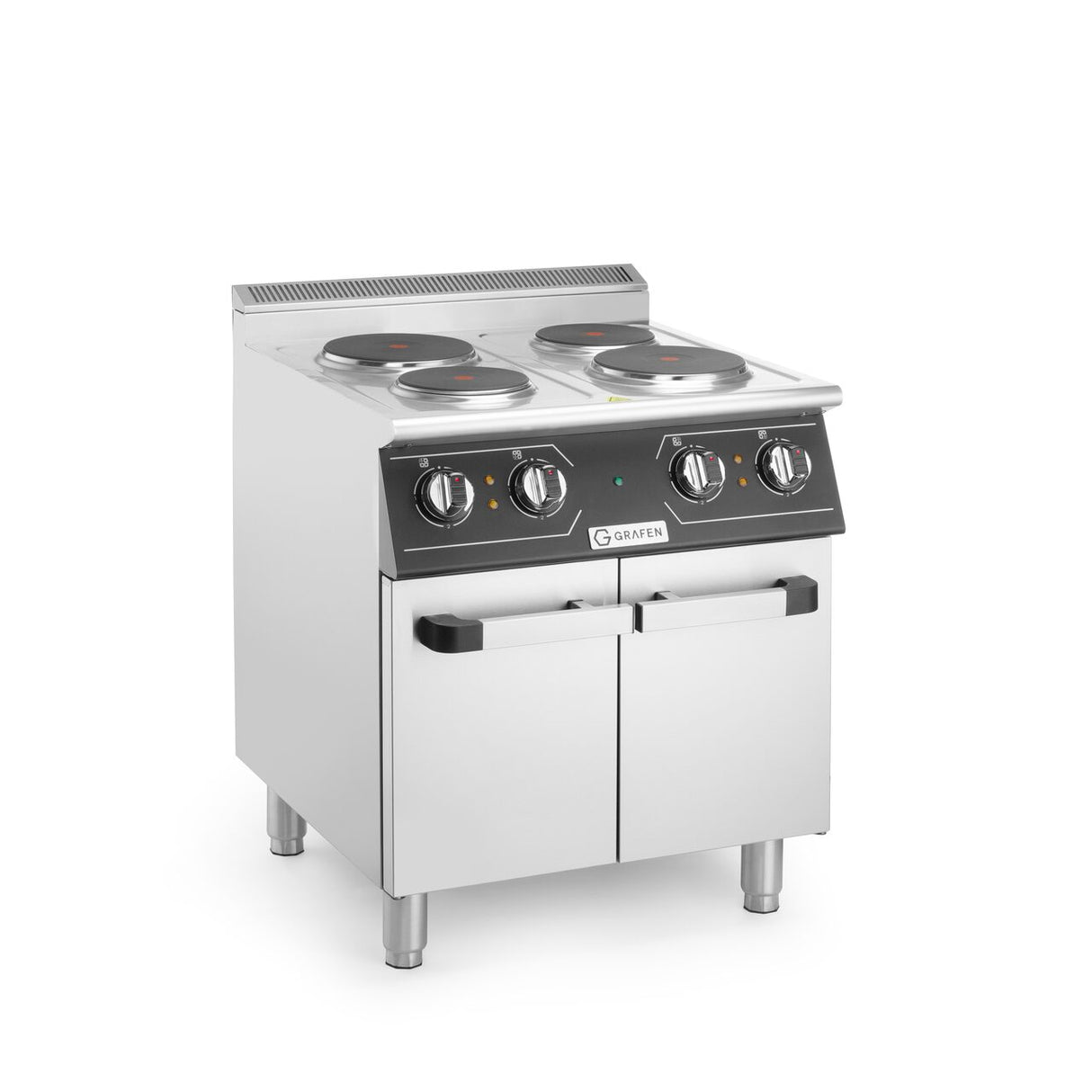 Masina de gatit electrica cu patru ochiuri, inox 304, 8,6kw,400V, 700x700x(H)850+90 mm