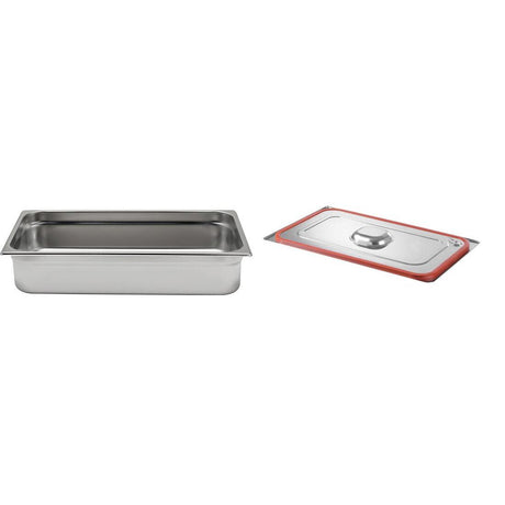 Pachet Tava GN 1/1 100mm 13.2L + Capac GN 1/1 banda silicon