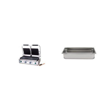 Contact grill dublu (striat/neted) + Tavă GN 1/3 (200mm)