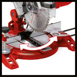 Fierastrau circular cu taiere transversala si unghiulara Einhell TC-MS 2112, max. 1.600 W, 5.000 rpm, lama de Fierastrau cu varf de carbura de inalta calitate, placa rotativa cu reglare a unghiului de 45° stanga/dreapta