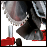 Einhell TC-SM 216 körfűrész vontatással, kereszt- és szögvágással, 1600 W, forgótányér gyorsbeállítással és reteszelő pozíciókkal, lézer, bal+jobb befogás, orsóretesz, keményfém fűrészlappal együtt