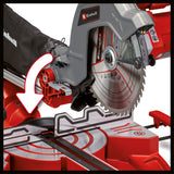 Einhell TC-SM 254 körfűrész, 1900 W, dupla csövű húzófunkció, forgótányér gyorsbeállítással és reteszelő pozíciókkal, lézer, keményfém fűrészlap