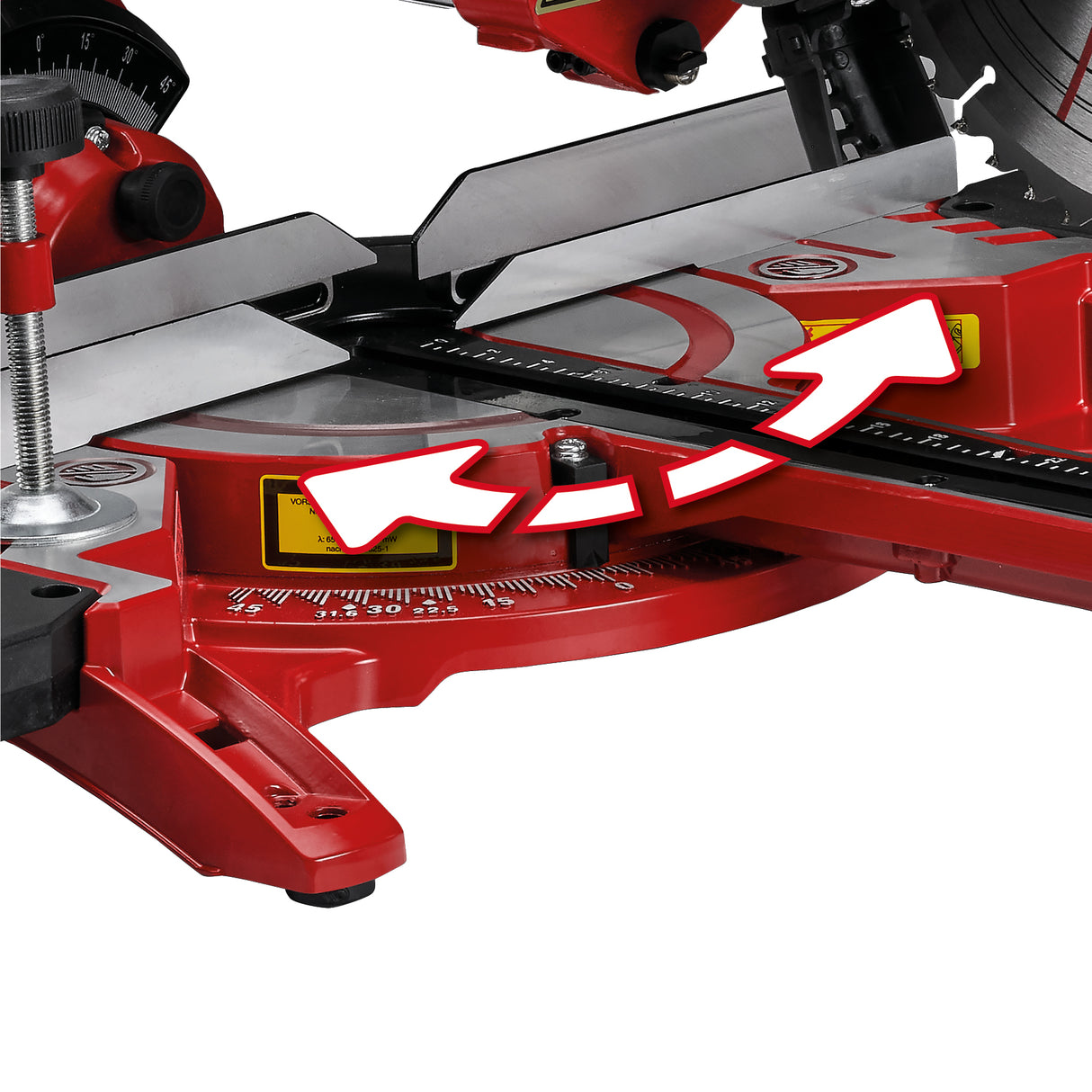 Fierastrau cu dubla tractiune, pentru taiere transversala si in unghi Einhell TC-SM 2131/2, max. 1.800 W, 4.900 rpm, functie de tractiune integrata, opritor piesa de lucru, dispozitiv de prindere, lama de Fierastrau cu varf de carbura, laser