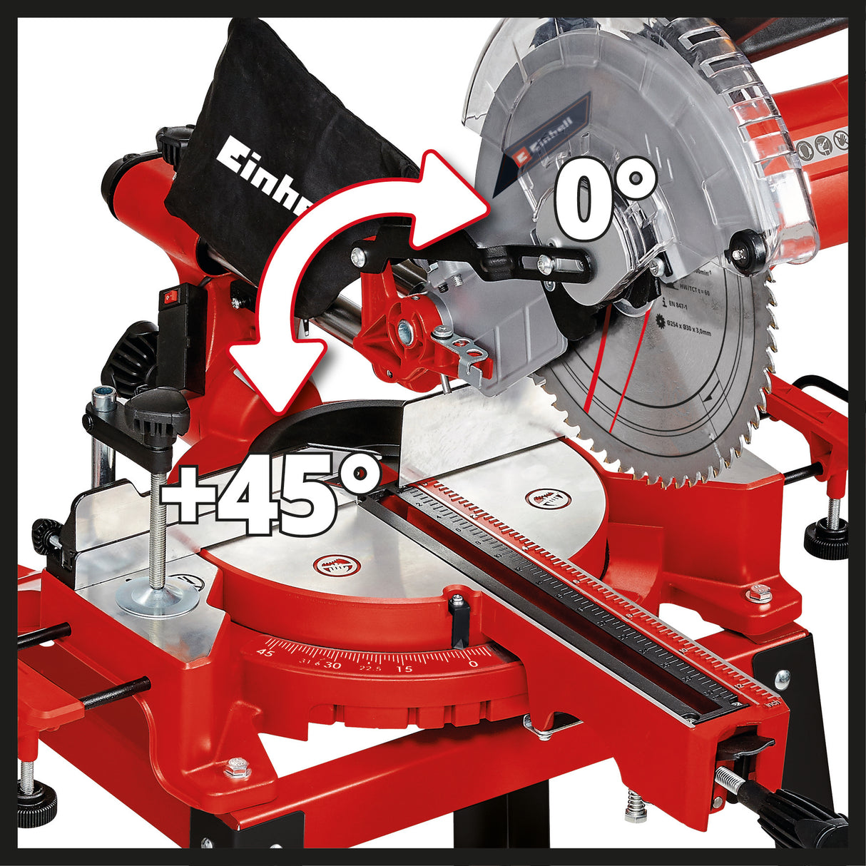 Fierastrau circular Einhell TC-SM 2531/2 U, 1900 W, 4.800 rpm, lama de Fierastrau Ø254 x ø30 mm, laser, cap de Fierastrau rabatabil, incl. lama de Fierastrau HM