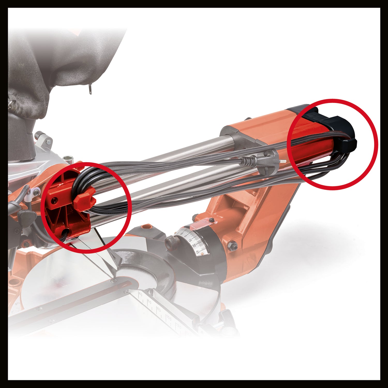 Einhell TE-SM 2534 körfűrész (1800W, 5100 1/perc, maximális vágási szélesség 340mm, maximális vágási magasság 90mm, lágyindítás, HM fűrészlappal együtt)