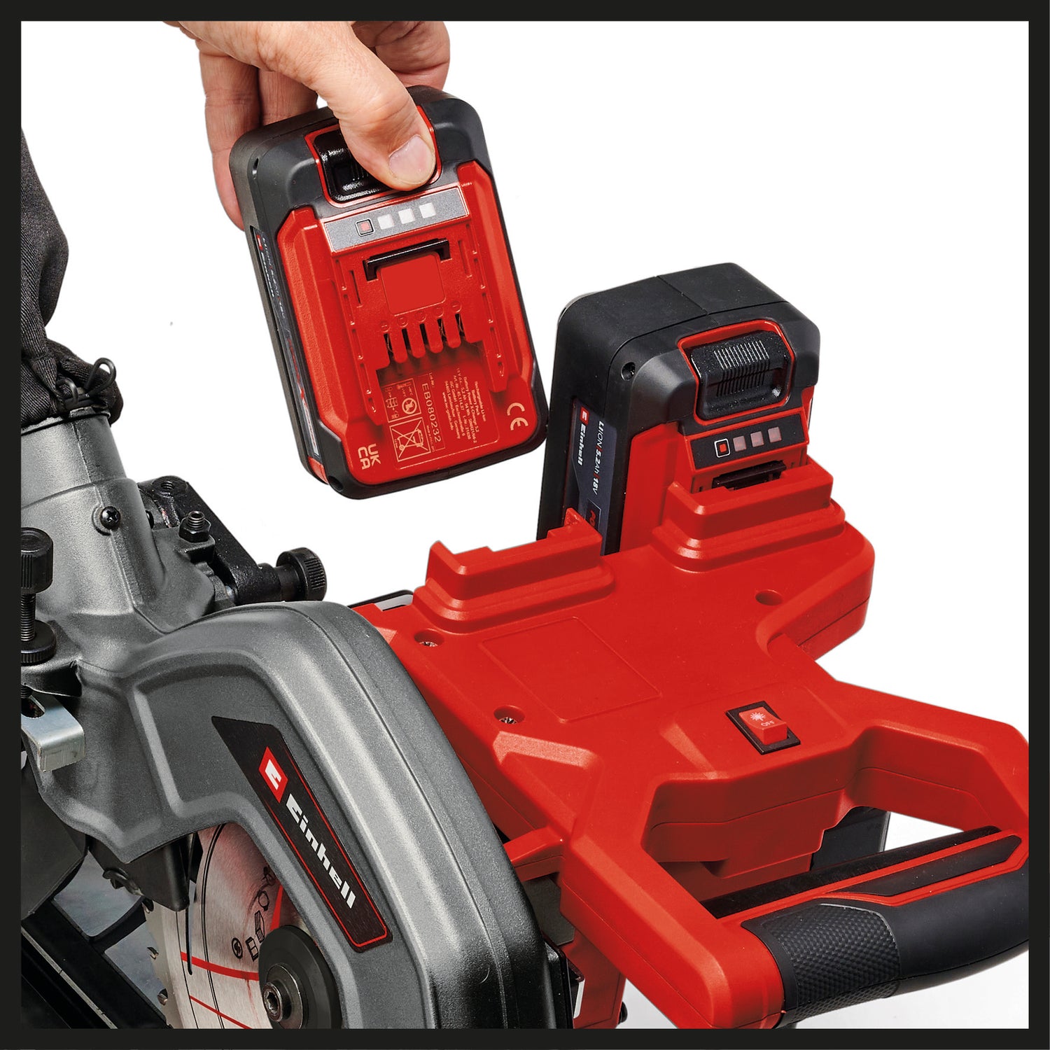 Einhell TE-SM 36/8 L Li-Solo Power X-Change akkus körfűrész (36 V, keményfém lapkás fűrészlap Ø 216, forgó fűrészasztal, tolófunkció, vágóvonal-lézer, akkumulátor nélkül