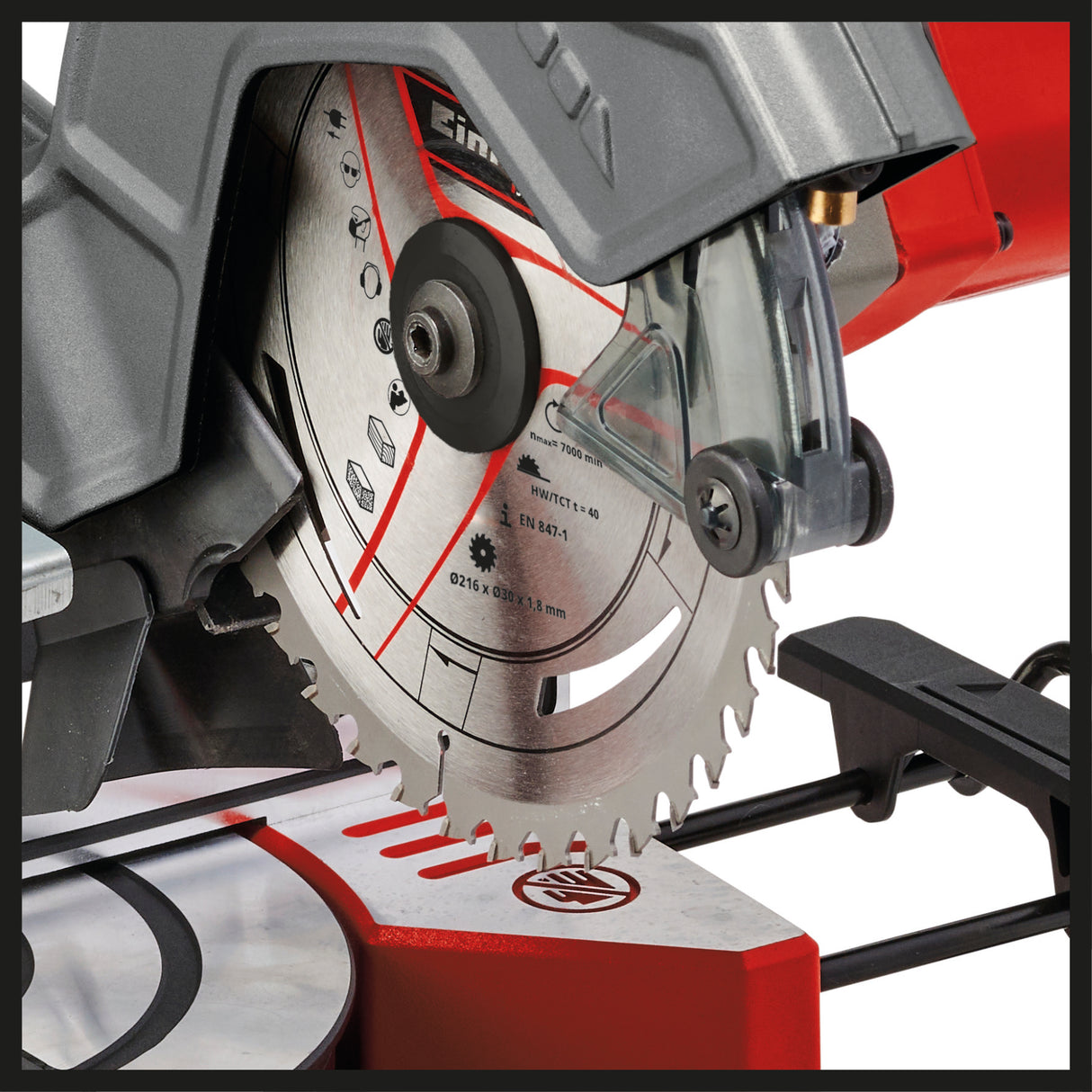 Fierastrau circular pe acumulatori Einhell TE-SM 36/8 L Li-Solo Power X-Change (36 V, lama de Fierastrau cu varf de carbura Ø 216, masa de Fierastrau rotativa, functie de glisare, laser cu linie de taiere, fara acumulator