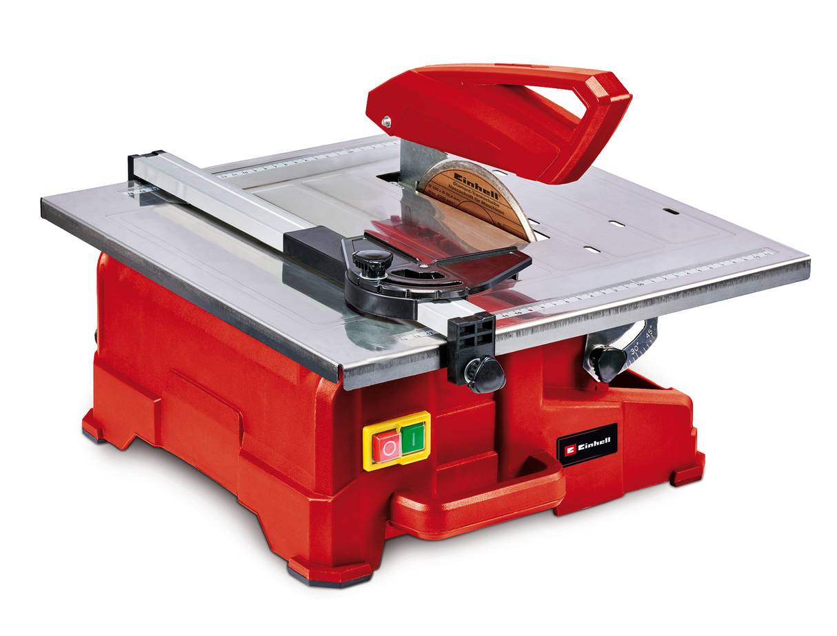 Masina de taiat placi ceramice Einhell TC-TC 800, 800 W, 2950 rpm, masa rabatabila din otel inoxidabil cu scala unghiulara, opritor unghiular reglabil, rezervor de apa, opritor paralel, protectie disc taietor, maner de transport