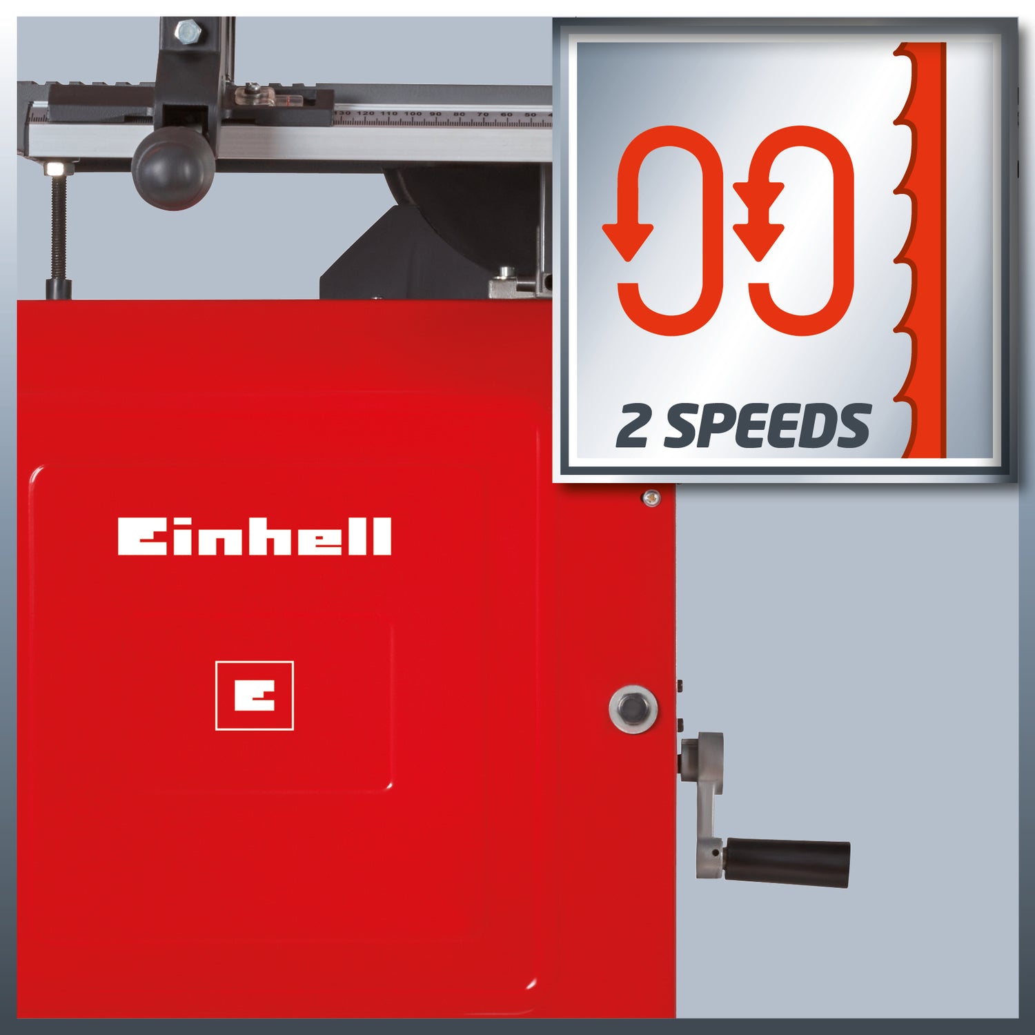 Fierastrau cu banda Einhell TC-SB 305 U, 750W, viteza a lamei de ferastrau 370-800 m/min, inaltime de taiere 170mm, masa de ferastrau inclinabila, opritoare paralele si unghiulare, cadru de baza