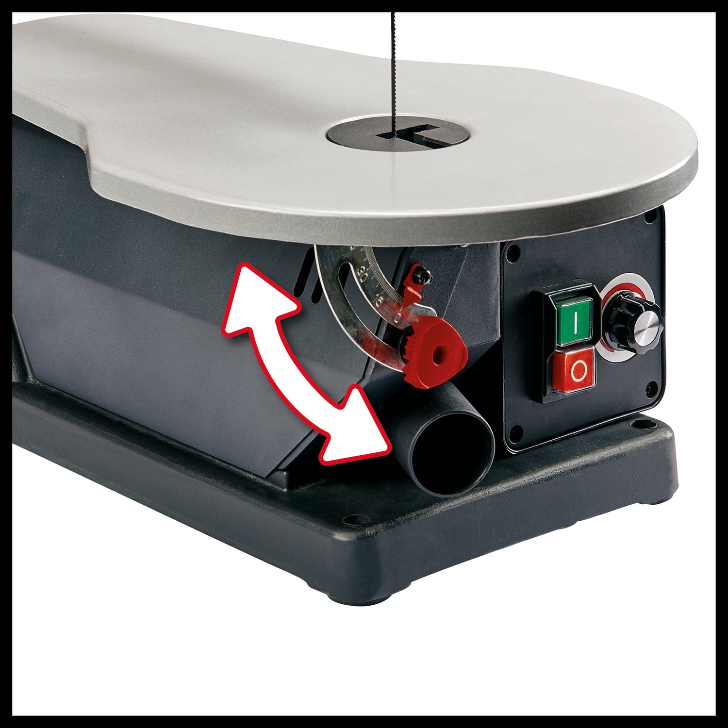 Fierastrau de traforaj Einhell TC-SS 405 E, cadru solid, masa metalica reglabila, clema pentru piesa, dispozitiv de prindere rapida, inclusiv lame de fierastrau