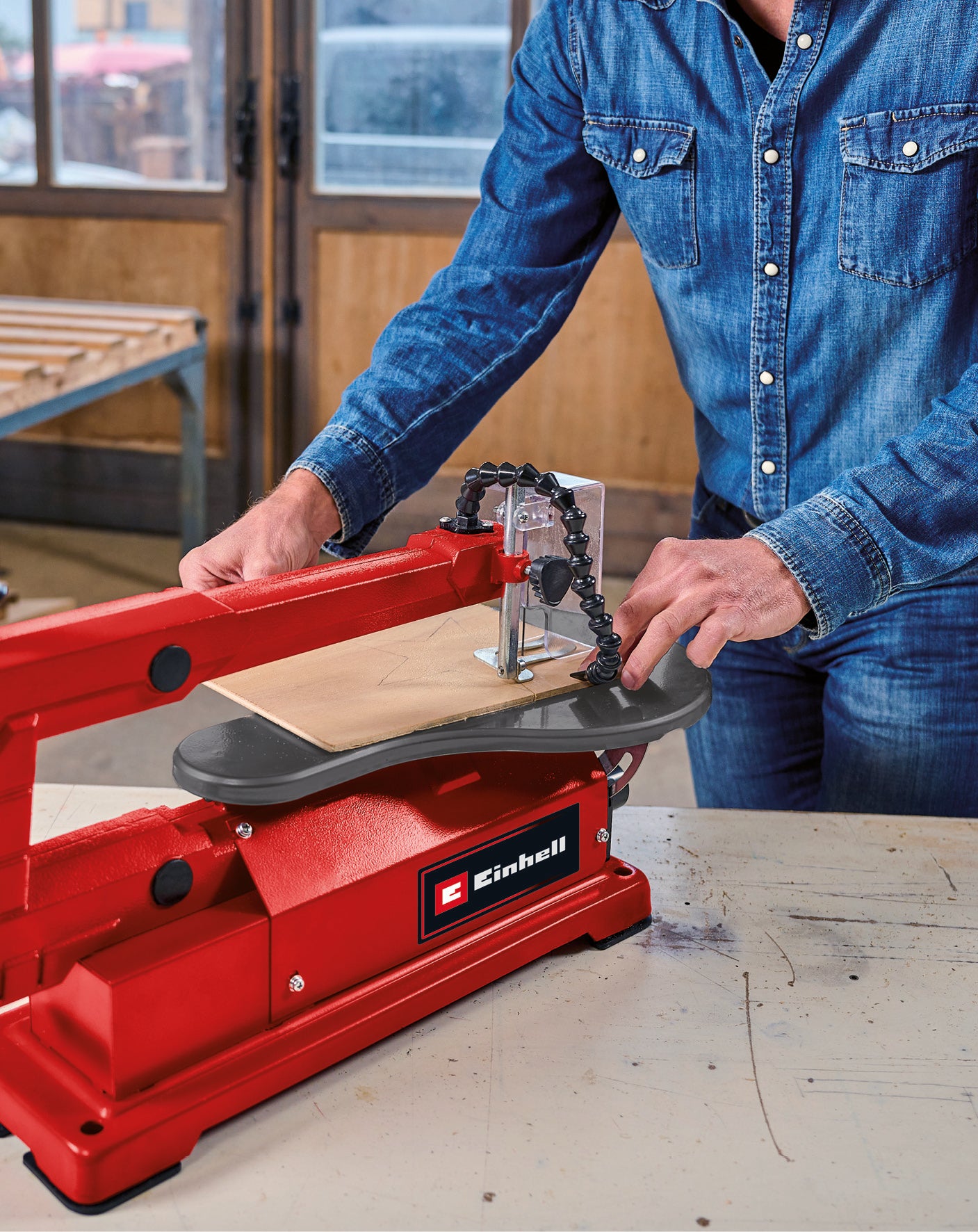 Fierastrau circular Einhell TC-SS 406 E, 120 W, inaltime de taiere 50 mm, masa inclinabila la 47°, viteza variabila, suflanta, incl. 2 lame de Fierastrau