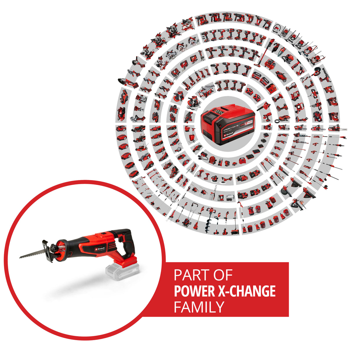 Fierastrau universal tip sabie pe acumulator Einhell Professional TP-AP 18/28 Li BL - Solo Power X-Change, 18 V, inaltime cursa 28 mm, motor fara perii, maner principal rotativ, functie antivibratii, fara acumulator