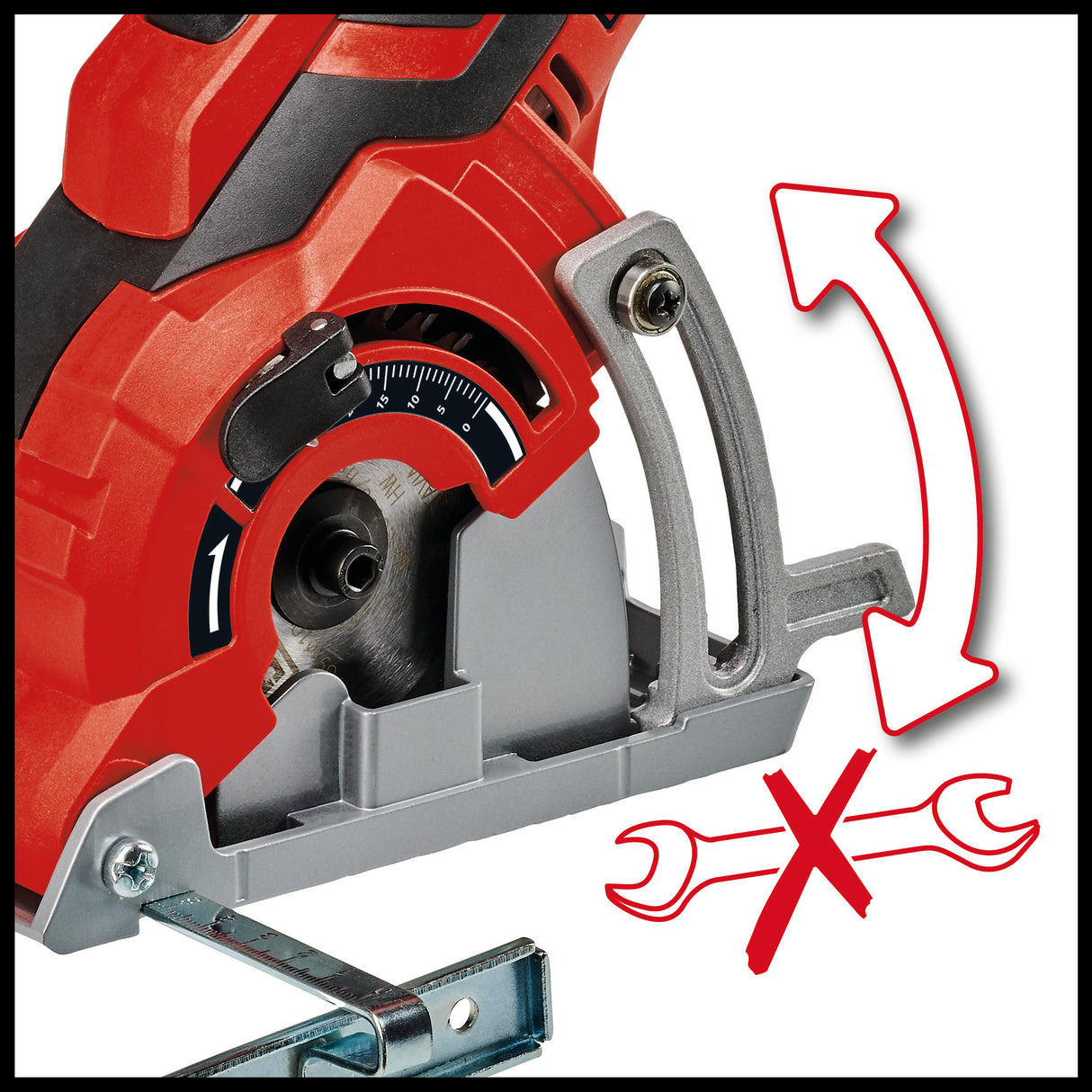 Fierastrau circular manual mini Einhell TC-CS 89, 600 W, reglare usoara fara unelte a adancimii de taiere pana la max. 27 mm, sistem de blocare a axului, lama de Fierastrau TCT, opritor paralel