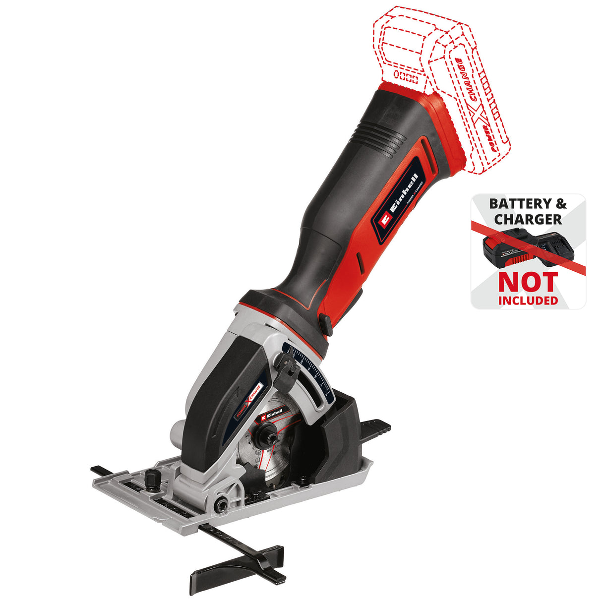 Fierastrau circular portabil mini pe acumulator Einhell TE-CS 18/89 Li-Solo Power X-Change (litiu-ion, reglare a adancimii de taiere fara unelte, masa de Fierastrau de inalta calitate, fara acumulator sau incarcator
