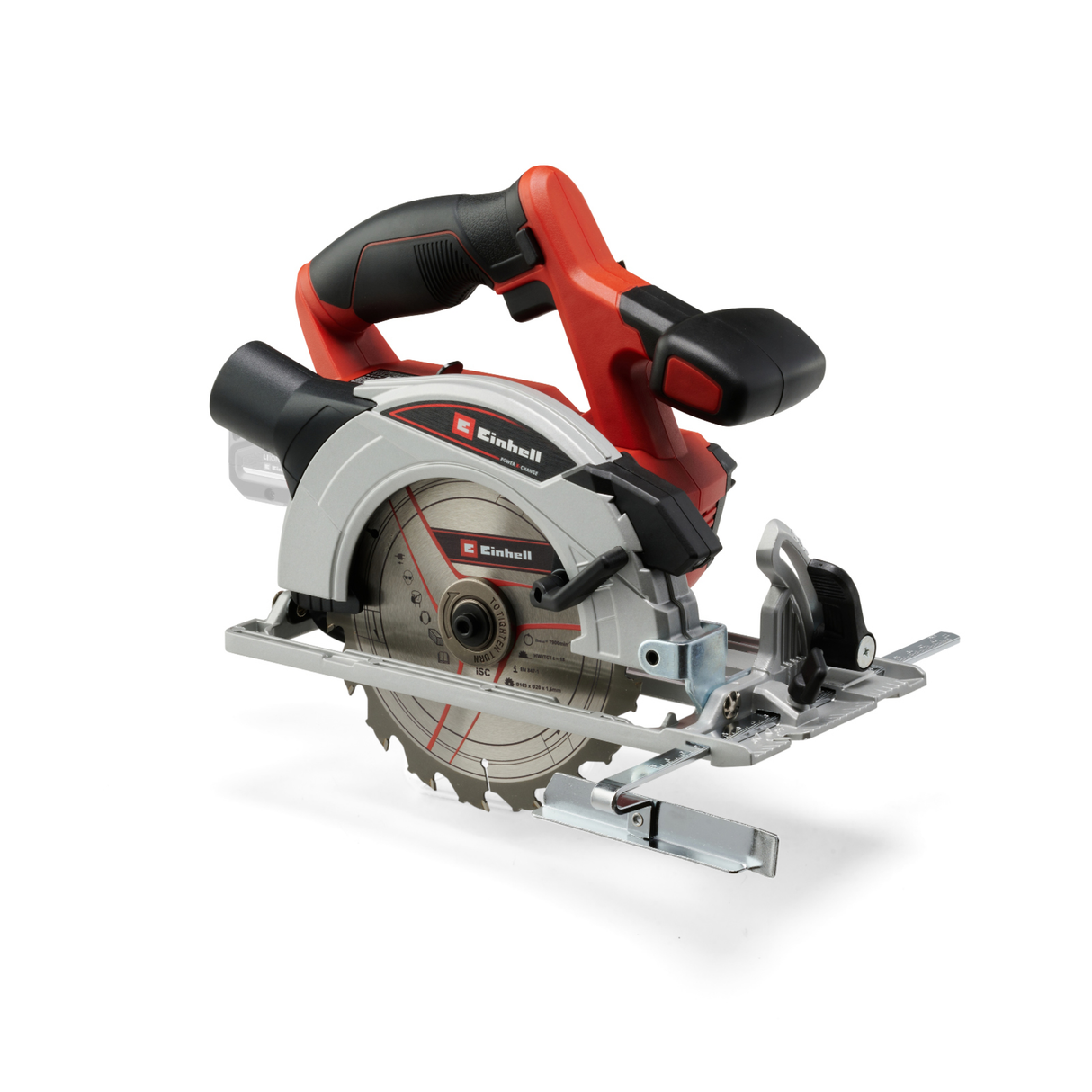 Fierastrau circular pe acumulator Einhell TE-CS 18/165-1 Li-Solo Power X-Change, 18 V, Li-Ion, lama de ferastrau Ø165 x Ø20 mm, reglare fara unelte a adancimii de taiere si a unghiului de inclinare, fara baterie si incarcator